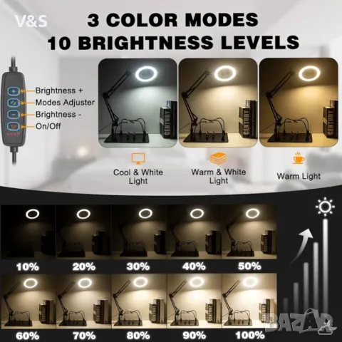 Станция с лупа и принадлежности,подходящ за запояване, гравиране, ремонт, четене, бижута и ръчно , снимка 5 - Ресийвъри, усилватели, смесителни пултове - 49230220