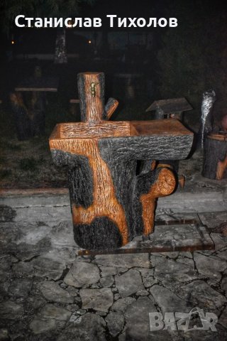 Градински чешми от щампован бетон имитиращи дърво