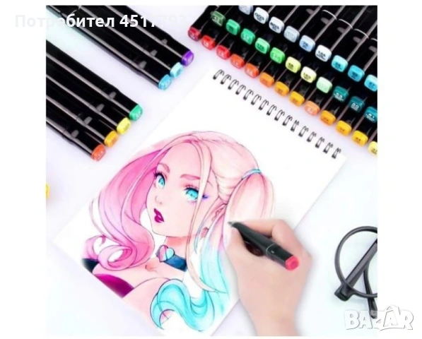 Комплект от маркери с алкохолна основа с две страни и калъф за съхранение, снимка 3 - Рисуване и оцветяване - 53155448