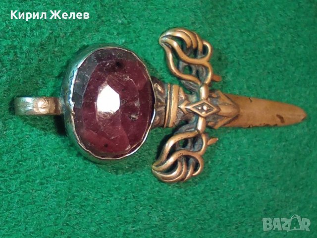 ГОЛЯМ БРОНЗОВ НЕО БАРОК ВИНТИДЖ АРТ ПЕНДАНТ МЕЧ с ПЕЧАТ 925 и ЮВЕЛИРНО ФАСЕТИРАН ЧЕРВЕН КАМЪК 34435, снимка 17 - Антикварни и старинни предмети - 39677167