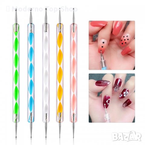 Комплект от 5 бр двустранни инструменти за точки с различни размери/маникюр, снимка 11 - Продукти за маникюр - 34171591