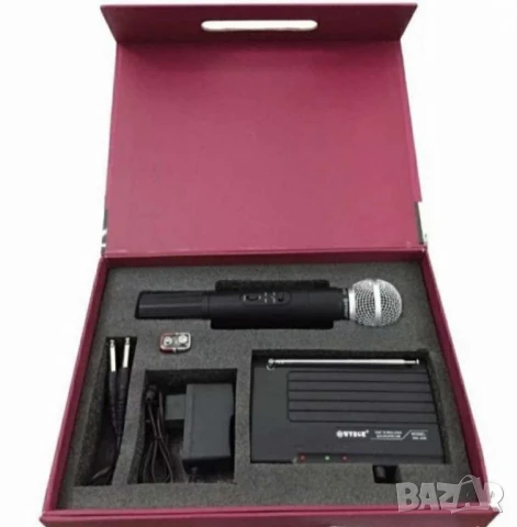 Професионален Безжичен микрофон с приемник, FM, метален, ON/OFF, LED индикатор, предаване 40 метра, снимка 3 - Микрофони - 51390915