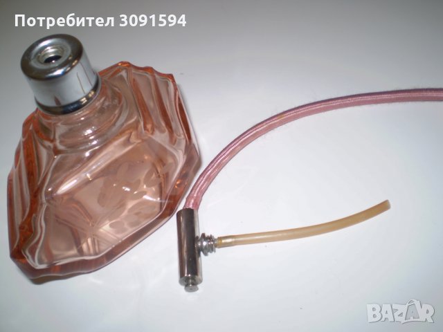 1930-те АРТ-ДЕКО АНТИЧНО КРИСТАЛНО СТЪКЛО БУТИЛКА ЗА ПАРФЮМ цвят розово, снимка 6 - Други ценни предмети - 35726377