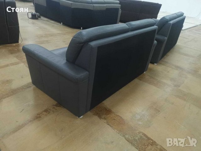 Нови Сиви кожени дивани "ТОТО" - тройка и двойка, снимка 5 - Дивани и мека мебел - 39393514