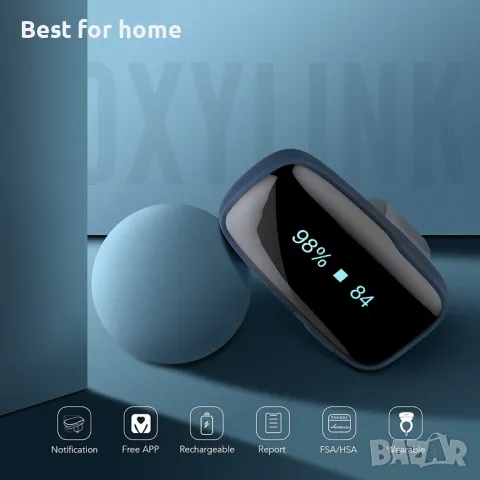   Bluetooth пулсомер  за измерване на нивото на кислород и пулс ViATOM, снимка 2 - Друга електроника - 49649269