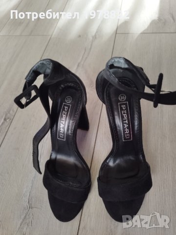 Официални черни велурени сандали , снимка 3 - Сандали - 44339625