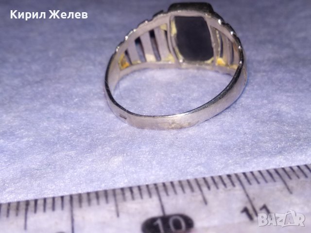 Стар СССР СКЪПОЦЕНЕН с ЧЕРЕН ОНИКС АЖУРЕН СРЕБЪРЕН ПРЪСТЕН с ПЕЧАТ за СРЕБРО 925 и Щемпел УВЮА 38735, снимка 9 - Антикварни и старинни предмети - 41741224