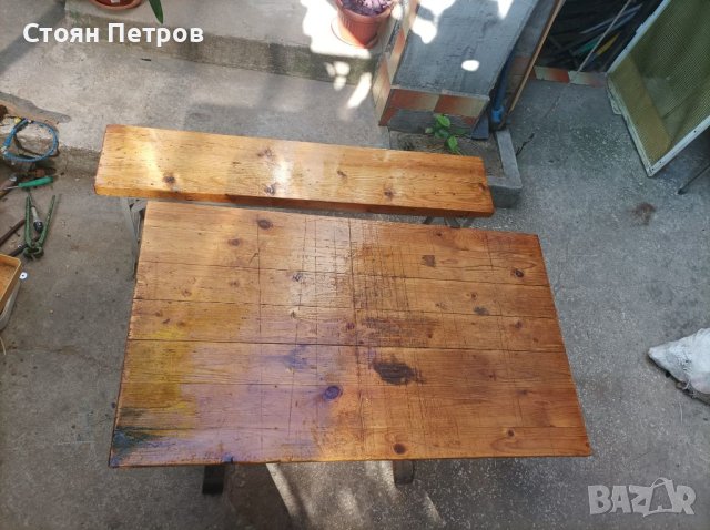 Дървена маса с пейка, снимка 6 - Маси - 41280823