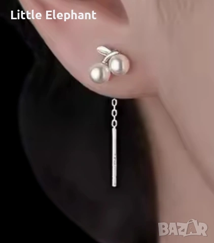 Pre order 🍒 Нежни Сребърни Обеци „Черешки“ с Перли и Висулка/нови