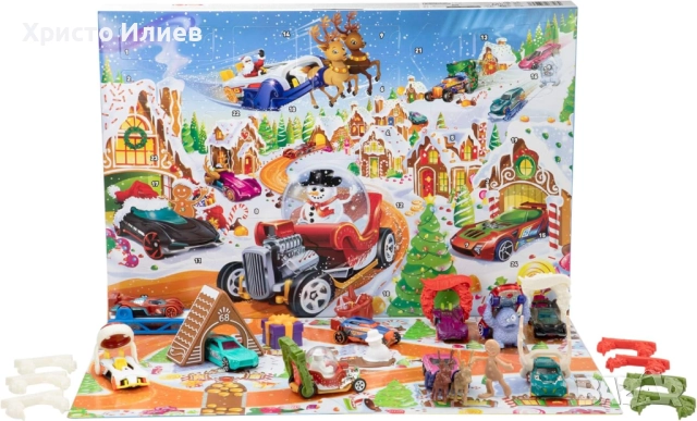 Коледен Календар Hot Wheels 10 коли Хот Уилс 14 аксесоара Адвент календар с изненади, снимка 5 - Други - 52626186