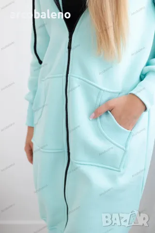 Дамски дълъг изолиран суичър с качулка, 14цвята , снимка 5 - Суичъри - 47609409