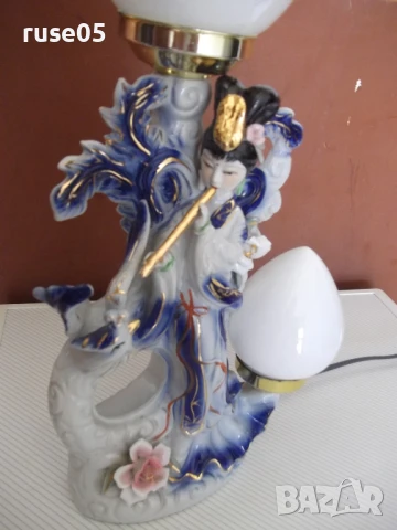 Лампа "Девойка свири на флейта" порцеланова, снимка 5 - Други ценни предмети - 51359448