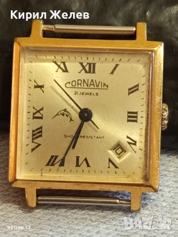 Механичен часовник GORNAVIL 21 jewelry работи с позлата Au10 перфектен 33393, снимка 4 - Антикварни и старинни предмети - 52351864