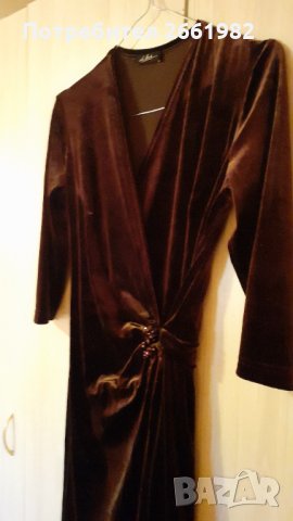 Уникална рокля  от кадифе - шоколад!, снимка 5 - Рокли - 34018839