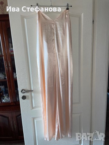 Нов ASOS 42 номер прасковен праскова бежово розов сатенен широк елегантен парти коктейлен гащеризон , снимка 3 - Гащеризони - 41704542