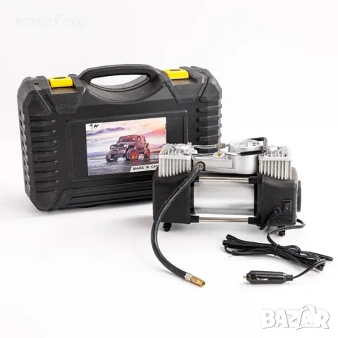 Двуцилиндров компресор за гуми в куфар с инструменти , снимка 2 - Аксесоари и консумативи - 48687618