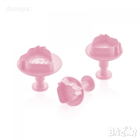 2775 Комплект резци за сладки с бутало Ягодки, 3 броя, снимка 3 - Форми - 36064352