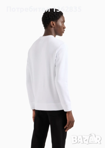 НОВА оригинална бяла памучна фланела блуза EMPORIO ARMANI размер XL, снимка 4 - Блузи - 51975503