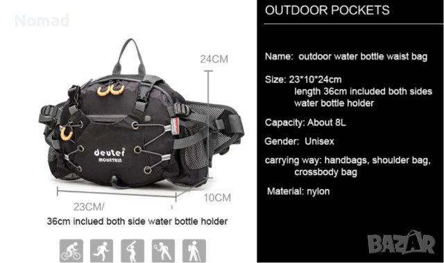 - 40% Чанта за кръста  Туризъм, Преходи, Къмпинг, снимка 3 - Спортна екипировка - 44366000