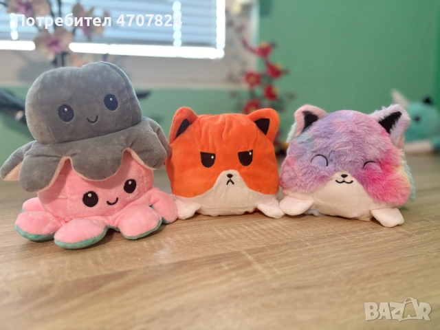 Плюшена играчка с 2 лица - октопод, лисица, еднорог, снимка 5 - Плюшени играчки - 53084351