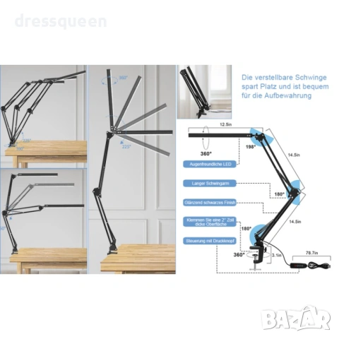4440 Професионална LED лампа с 3 режима и 10 нива на яркост, снимка 2 - Настолни лампи - 53634545