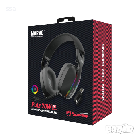 Marvo безжични геймърски слушалки Gaming Headphones Pulz 70W - Bluetooth, 2.4G - MARVO-HG9086W, снимка 7 - Слушалки за компютър - 44782308