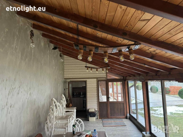 Полилеи от автентични реставрирани дъбови бъчви с ръчно изработени дървени чашки , снимка 10 - Полилеи - 50874496