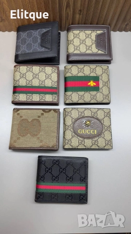 портмоне от естествена кожа в кутия Gucci 