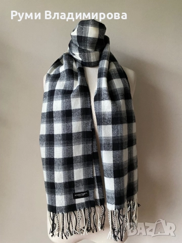 Мъжки шал Iceman в бяло и черно каре