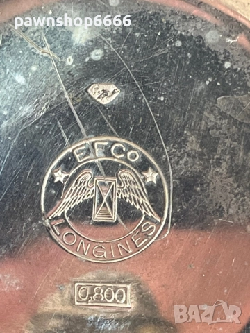 Продавам антикварен джобен часовник Longines (1916-1917 г.) – сребро 0.800, ръчно рисуван циферблат, снимка 12 - Мъжки - 51532682