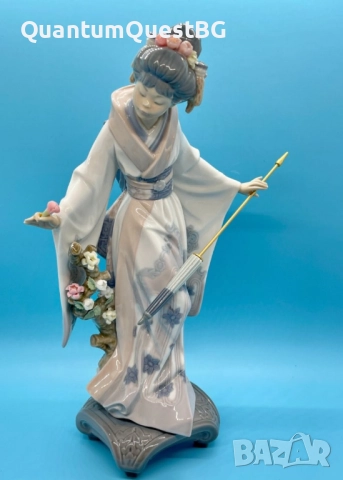 Lladro Spain Japanese Geisha “Teruko” w/ Folded Parasol “Гейшата”, снимка 12 - Статуетки - 52830312