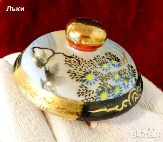 Захарница японски порцелан Sаtsuma,злато. , снимка 6 - Антикварни и старинни предмети - 51239997