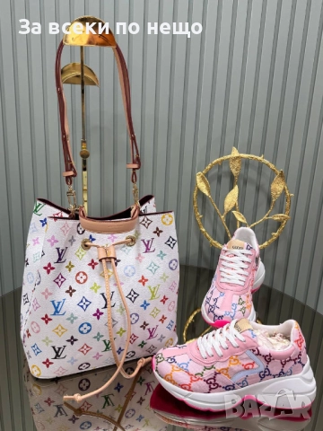 Louis Vuitton Gucci Комплект Дамска Чанта и Дамски Маратонки - Различни Цветове И Модели Код SK409, снимка 7 - Чанти - 52870916