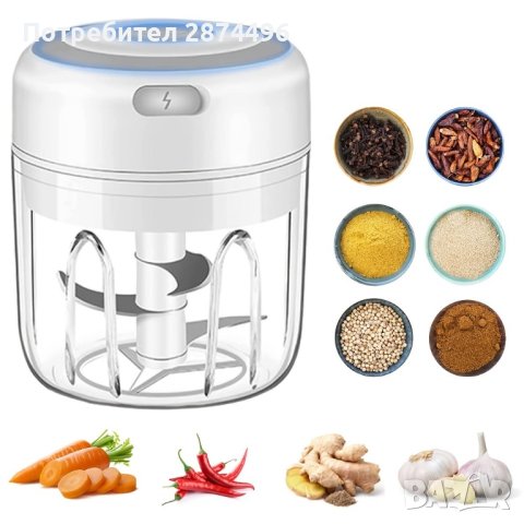 4100 Безжичен мини електрически чопър, снимка 12 - Аксесоари за кухня - 42142196