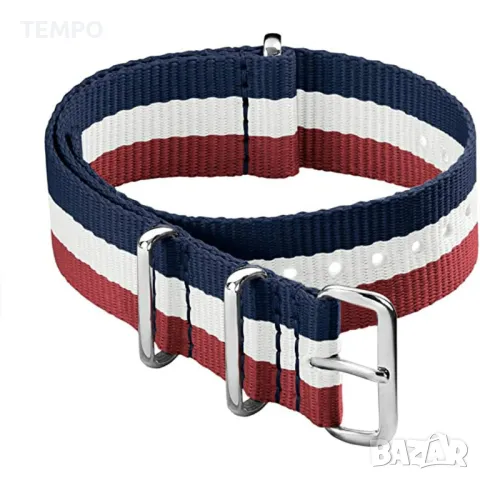 КАИШКА ZULU- ЧЕРВЕН / БЯЛ / СИН -20мм + ПОДАРЪК