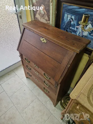 Прекрасно много красиво антикварно немско писалище масив орех , снимка 2 - Антикварни и старинни предмети - 47469773