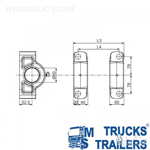 Долна конзола за хидравличен цилиндър HYVA: FC/FE 110 - 191 01506371, снимка 2 - Части - 34363631