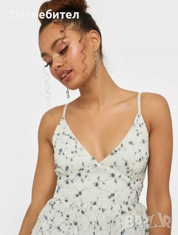 Бяла рокля с бродирани цветя NLY TREND, снимка 3 - Рокли - 44649238