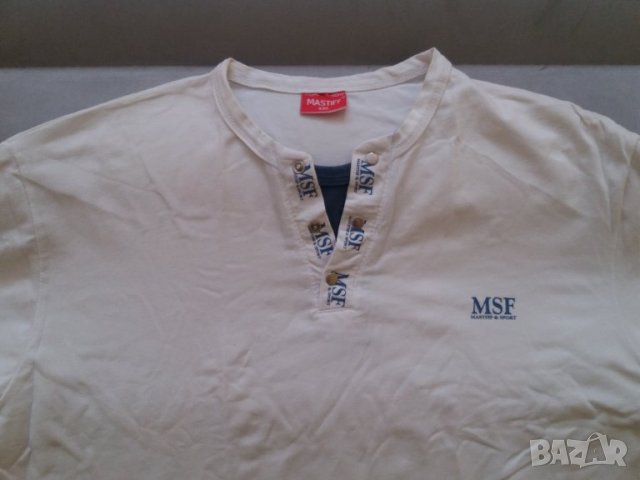Мъжка бяла блуза фланелка Mastiff, снимка 2 - Тениски - 33809336