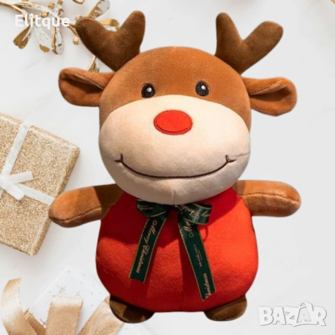 Коледна плюшена играчка 25см – Дядо Коледа или Еленче, снимка 2 - Плюшени играчки - 52786866