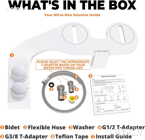 Приставка за Биде за тоалетна чиния с обръщане ляво/дясно, двойни дюзи (задно и женско измиване), снимка 9 - Други стоки за дома - 52089073
