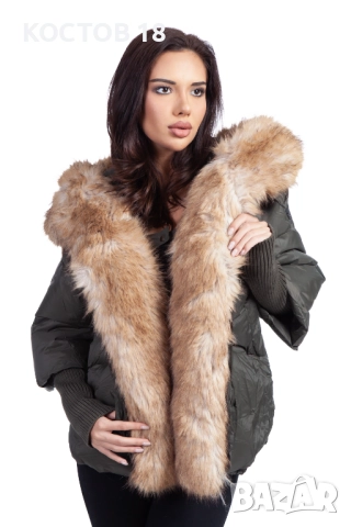 Зимно дамско яке с качулка 4070, яка от изкуствен косъм, снимка 3 - Якета - 52500655