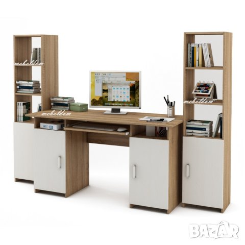 Бюро 143см. с 2 врати,клавиатура и 2 етажерки с плавни врати(код-0916), снимка 3 - Бюра - 41080092