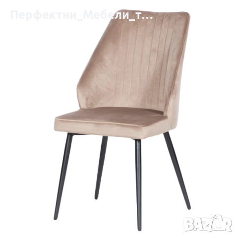 Стилен трапезен стол с полуподлакътник и плюшена нежна дамаска в 7 цвята, снимка 4 - Столове - 52398625