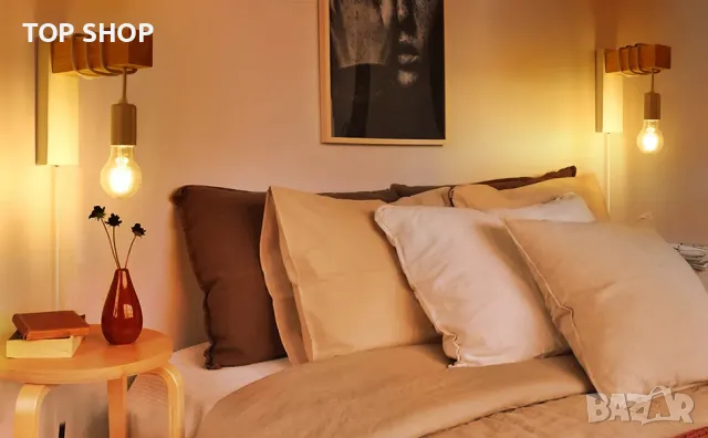 SENFAY индустриална ретро лампа с ключ и щепсел нощна лампа от дърво и метал е27, снимка 13 - Лампи за стена - 49093030