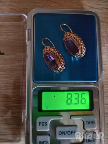 Руски златни обеци с александрит