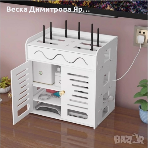 Органайзер шкаф за Wi-Fi рутер и кабели – 3 нива, бял дизайн, снимка 6 - Шкафове - 52135048