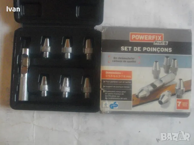 НОВ ОРИГИНАЛЕН НЕМСКИ КОМПЛЕКТ POWERFIX PROFI 7 БРОЯ СМЕНЯЕМИ ЗАМБИ ЗА ОТВОРИ 5-8мм ХРОМ-КАРБОНОВИ, снимка 3 - Други инструменти - 49766962