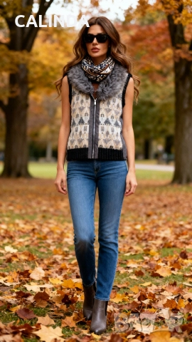 Promod зимно елече с яка от косъм