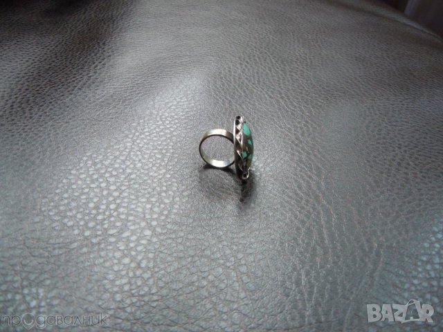Сребърен пръстен с естествен тюркоаз, снимка 2 - Пръстени - 42262628